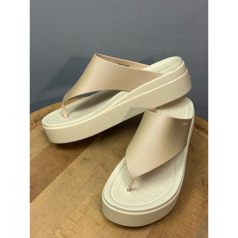 Crocs Platform Flip Women Size 10 Bone LiteRide 360 Sandal Sporty Casual
